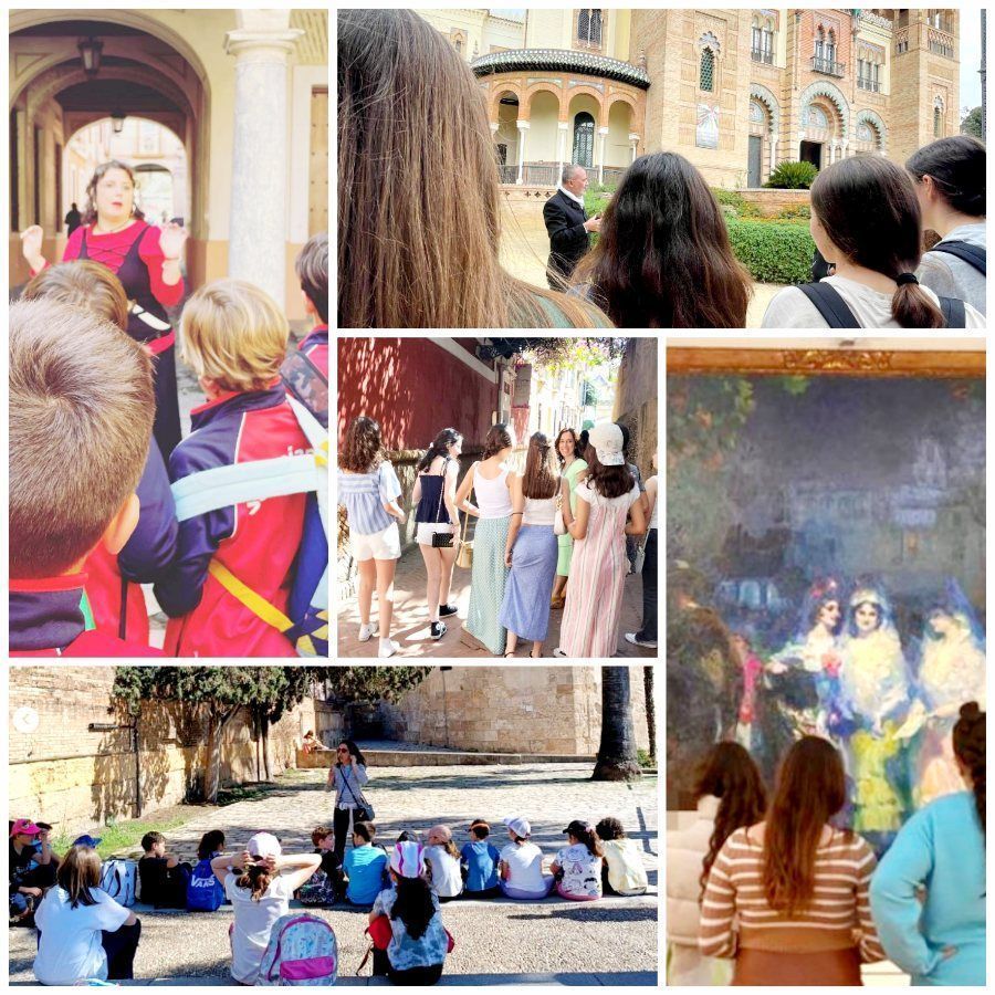 Grupo de escolares durante una visita guiada en el Real Alcázar de Sevilla - foto de nuestras visitas guiadas