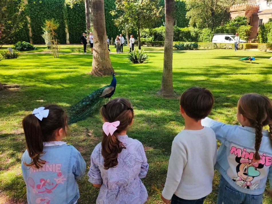 Alumnos recorriendo los jardines del Alcázar de Sevilla en visita guiada - foto de nuestras visitas guiadas